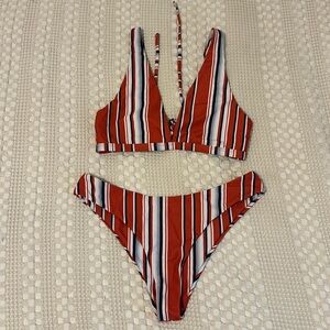 Red, white and blue striped bikini size small